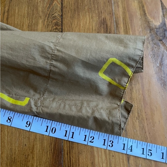 Neirami Oversized Artsy Camel Geometric Yellow Print Midi Dress in S Lagenlook - Picture 11 of 15